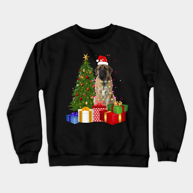 Mastiff Christmas Dog Shirt With Santa Hat Christmas Funny Gift Crewneck Sweatshirt by CoolTees